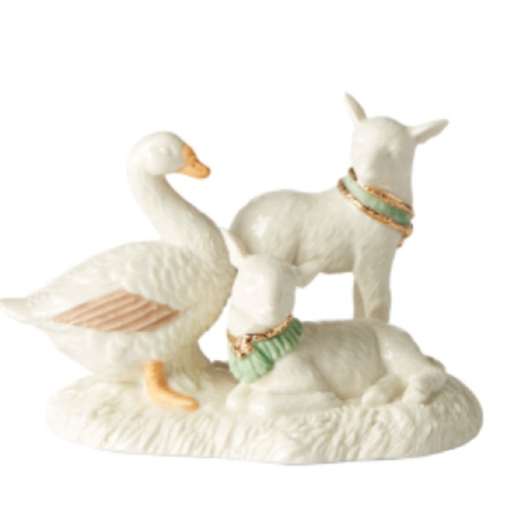 Lenox First Blessing Goose and Lambs Figurine